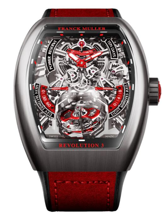 Franck Muller Vanguard Revolution 3 Skeleton Titanium - Red Review Replica Watch Cheap Price V50 REV 3 PR SQT BR (ER)